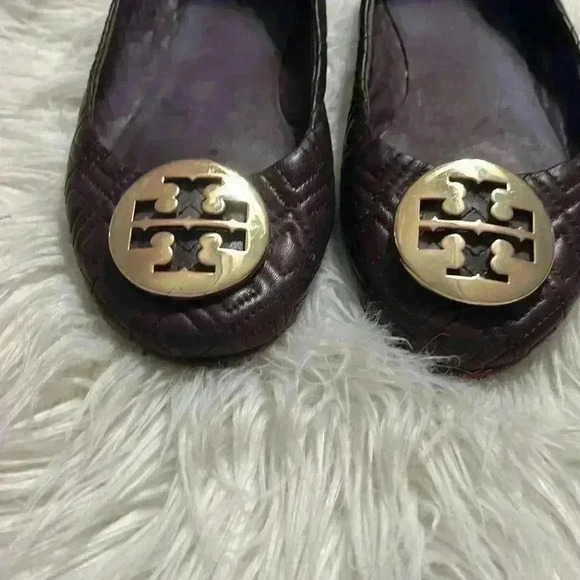 Tory Burch Women's Quilted Minnie Flats, Port, Red, Purple, 7.5M - Picture 3 of 12